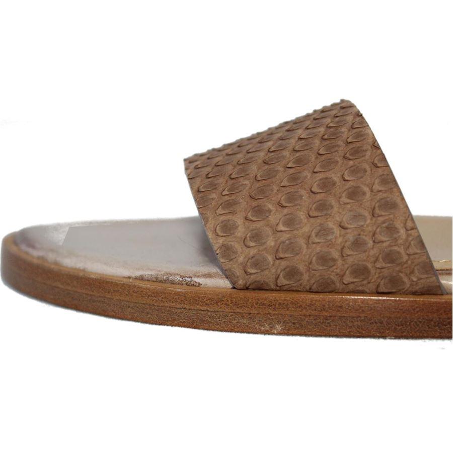 Brown Brunello Cucinelli Leather and python sandal size 38 1/2 For Sale