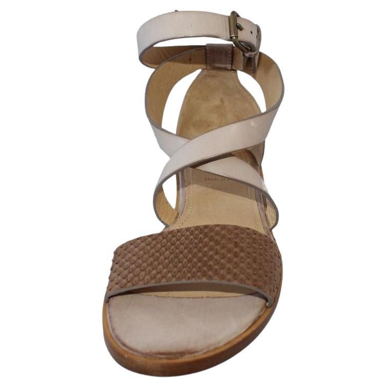 Brunello Cucinelli Leather and python sandal size 38 1/2 For Sale