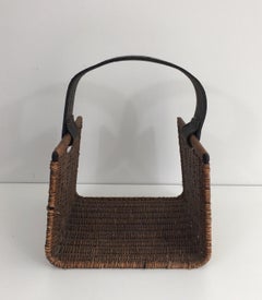 Leather and Rattan Holder Logs, circa 1950