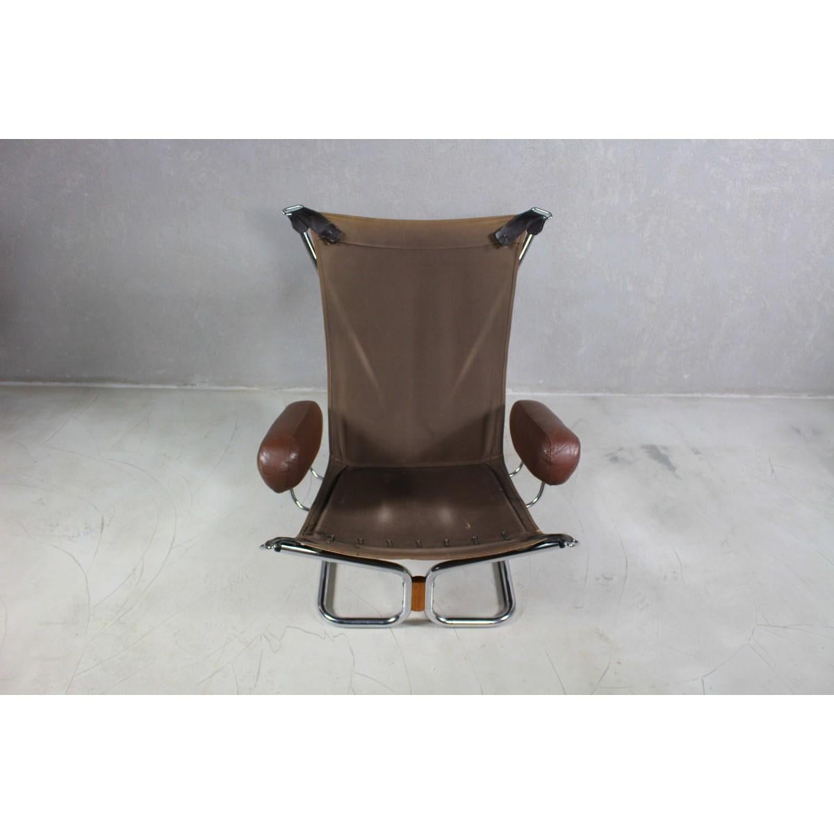 Leather And Rosewood Lounge Chair By Harald Relling For Westnofa, Norway 1970s For Sale 5