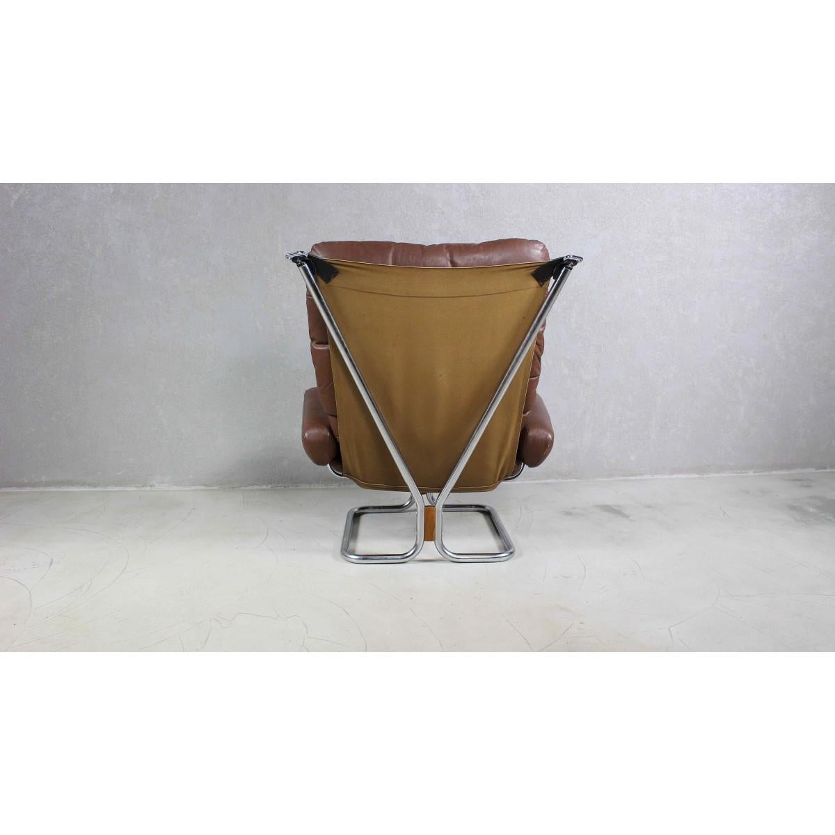 Leather And Rosewood Lounge Chair By Harald Relling For Westnofa, Norway 1970s For Sale 6