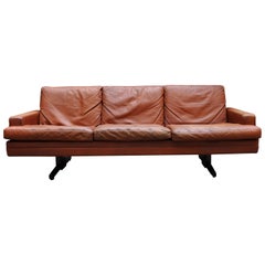 Leather and Rosewood Sofa by Fredrik A. Kayser, 1960