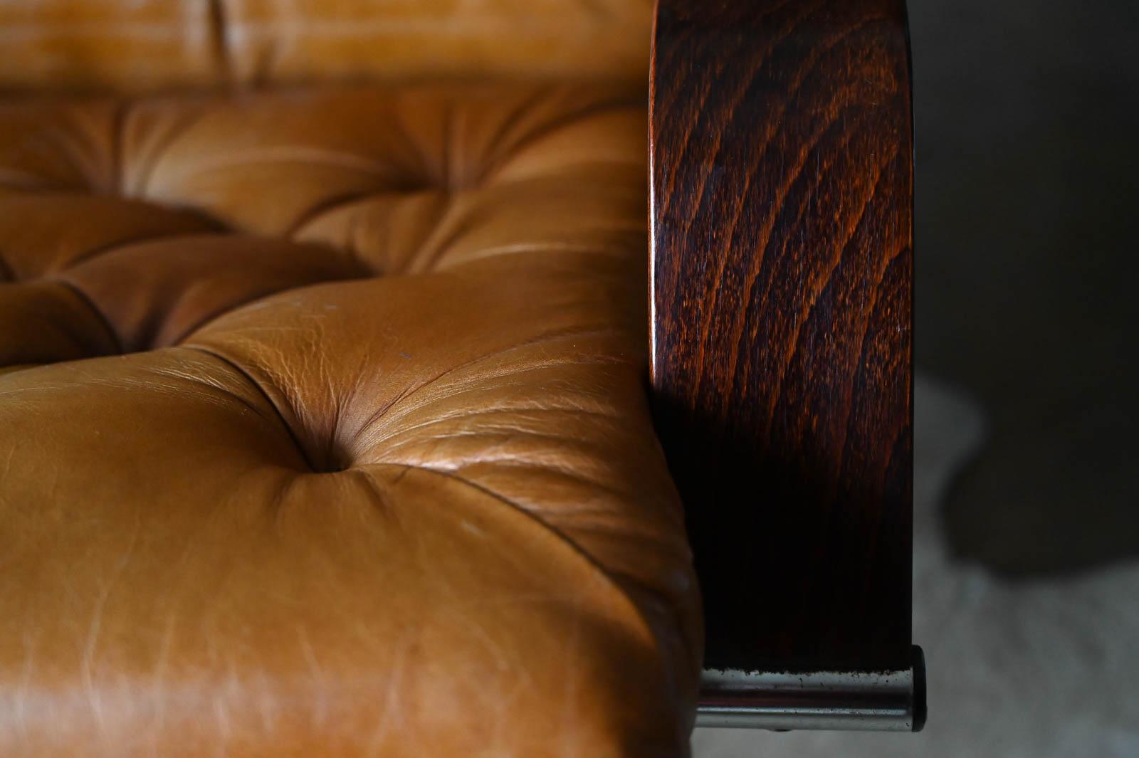 Leather and Rosewood Swivel Lounge Chair and Ottoman by Sigurd Ressell, 1970 7