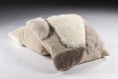 Leather and Shearling White and Beige Pillows, VIVA VILLA C16