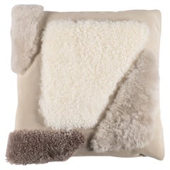 Leather and Shearling White and Beige Pillows, VIVA VILLA C16