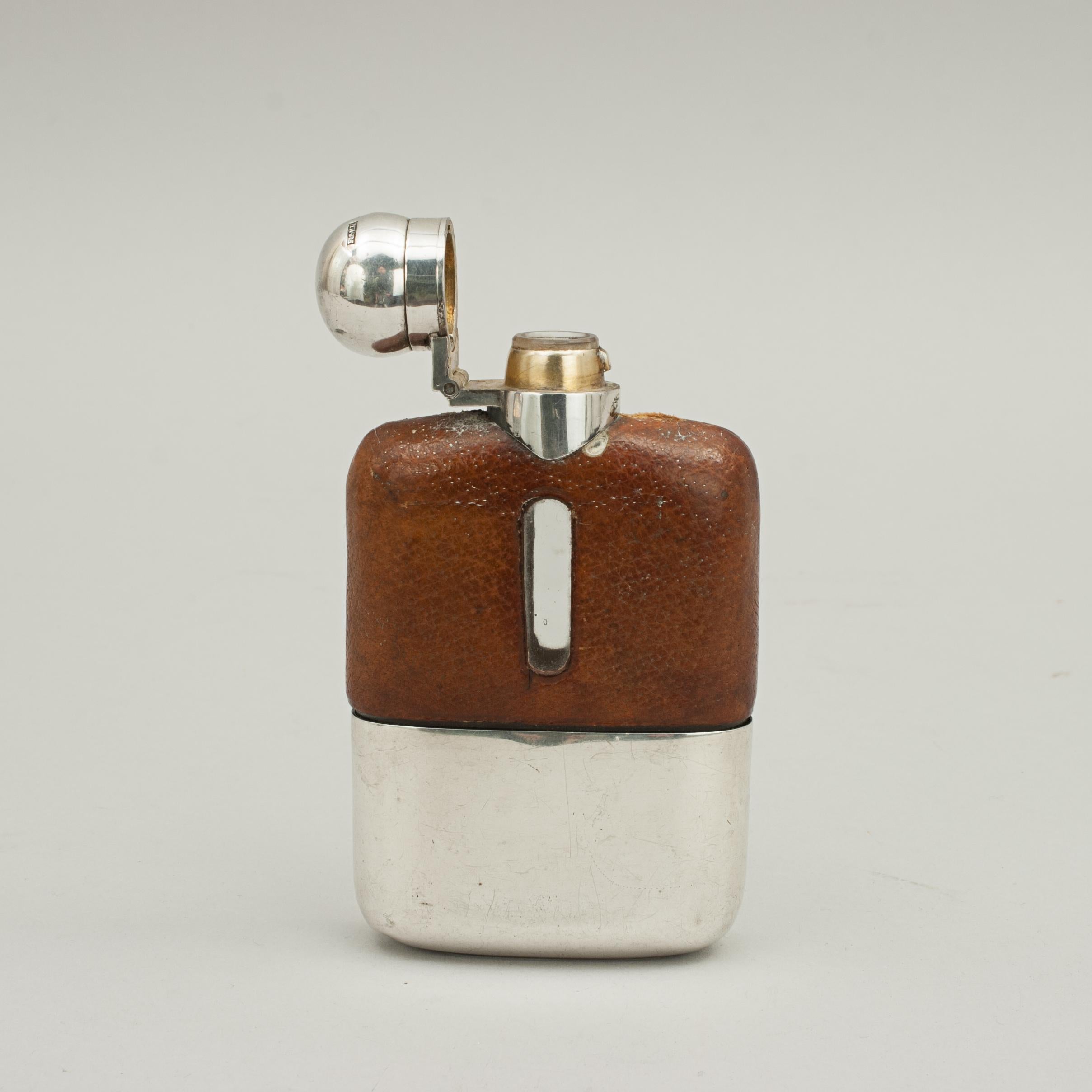 British Leather and Silver Hip Flask