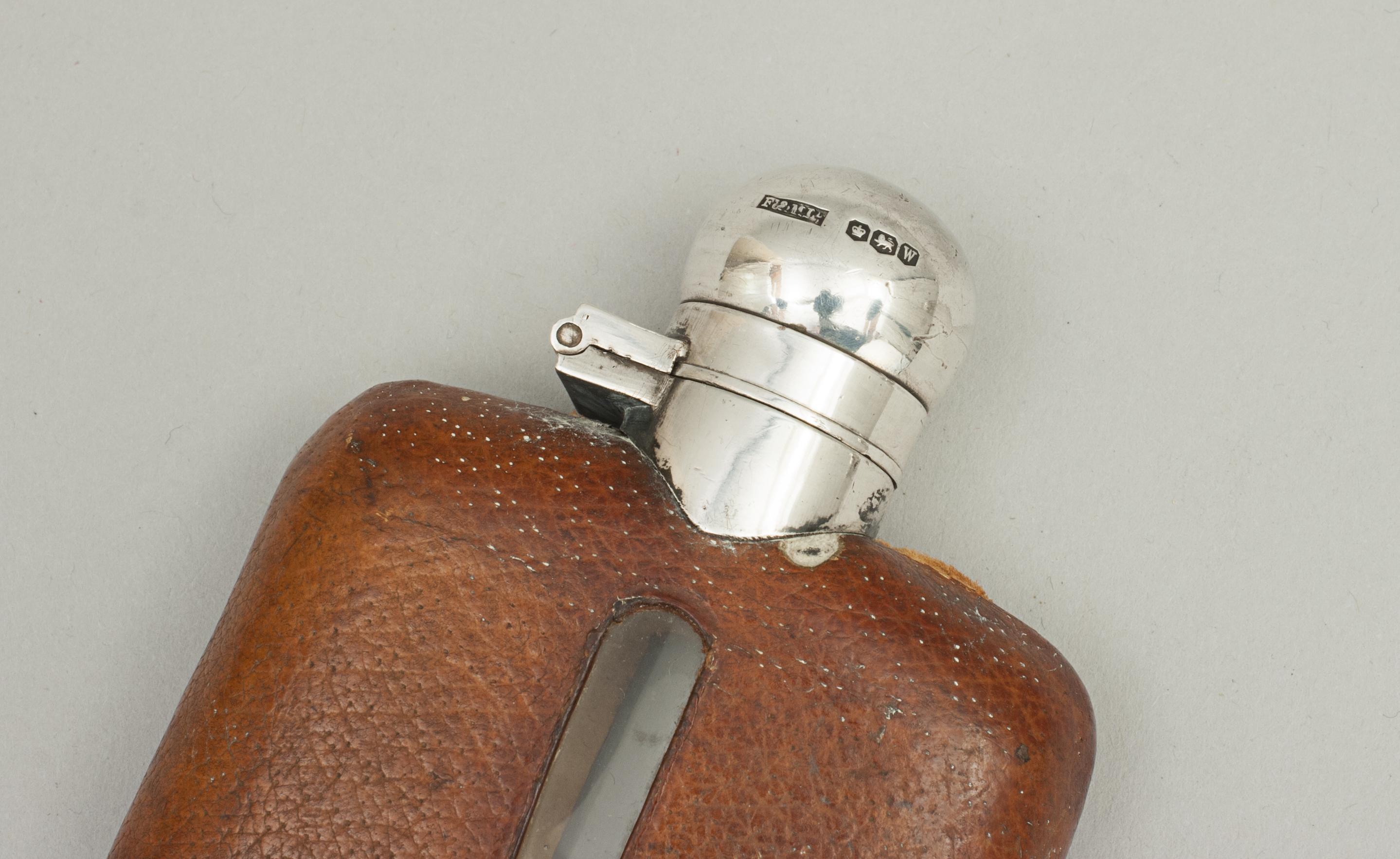 Leather and Silver Hip Flask 1