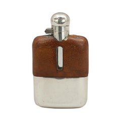 Antique Leather and Silver Hip Flask