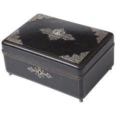Leather and Silver Mounted Napoleon III Jewelry Box, Alph Giroux, Paris