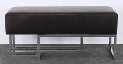 Leather and Stainless Steel Bench by Vladimir Kagan for Gucci, 1990s