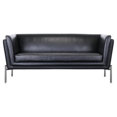 Leather and Stainless Steel Sofa or Settee by Brueton 20th Century