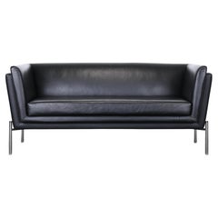 Used Leather and Stainless Steel Sofa or Settee by Brueton 20th Century