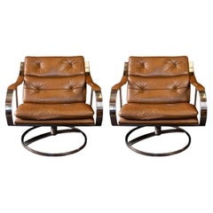 Sedie girevoli in pelle e acciaio inossidabile di Gardner and Leaver per Steelcase