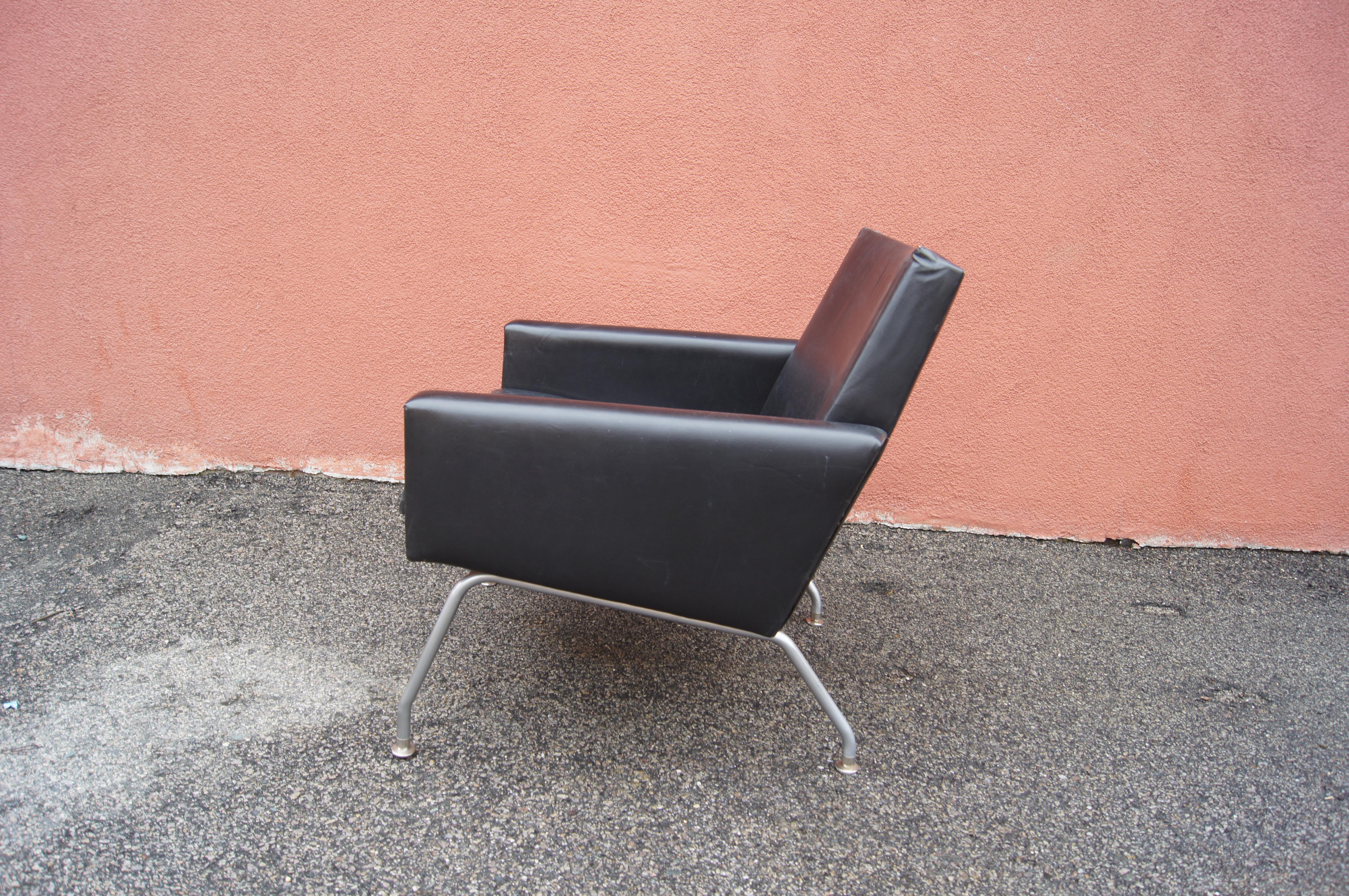 Leather and Steel Armchair by Henry Rolschau Møbler In Good Condition For Sale In Dorchester, MA