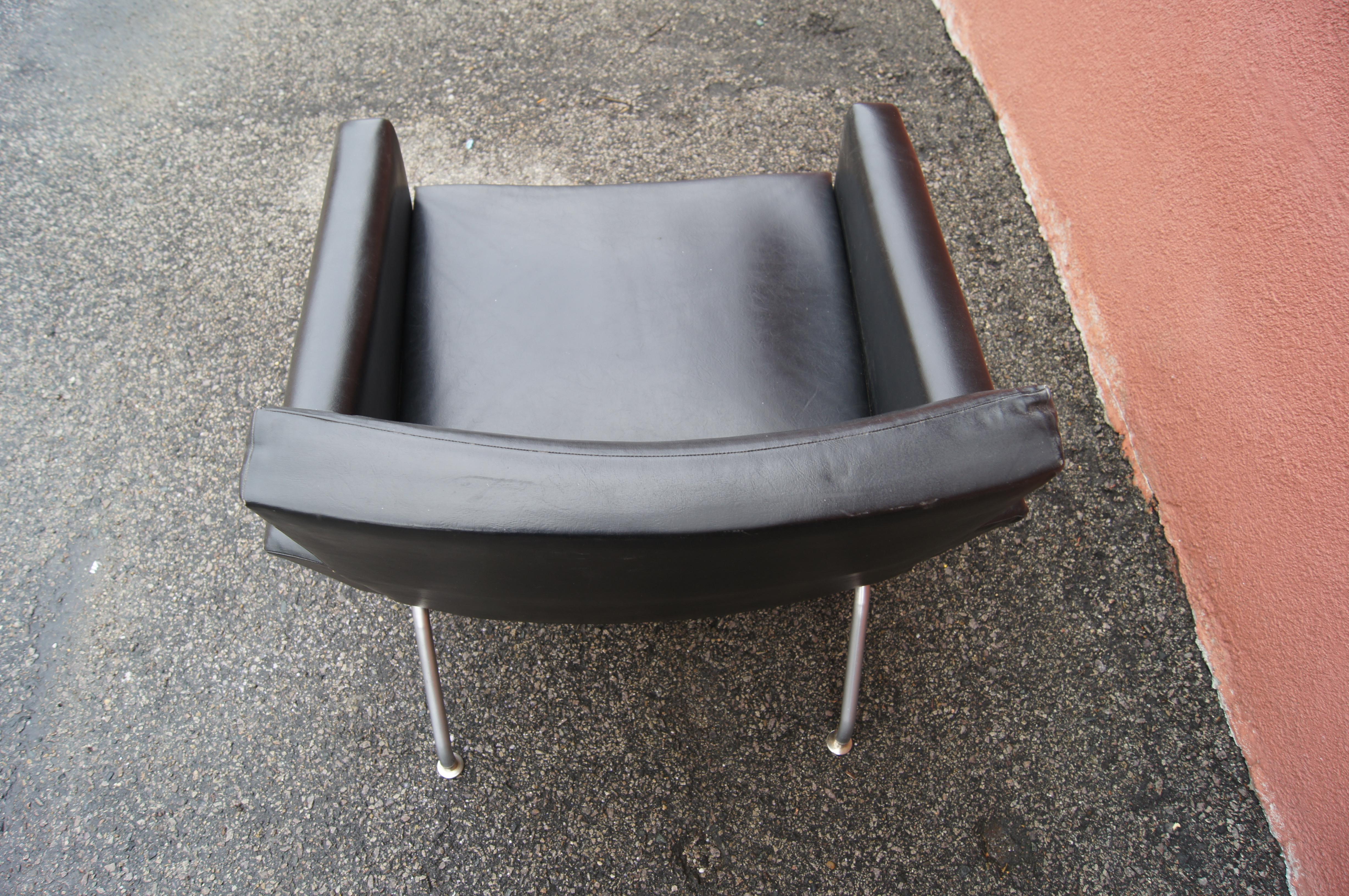 Leather and Steel Armchair by Henry Rolschau Møbler For Sale 1