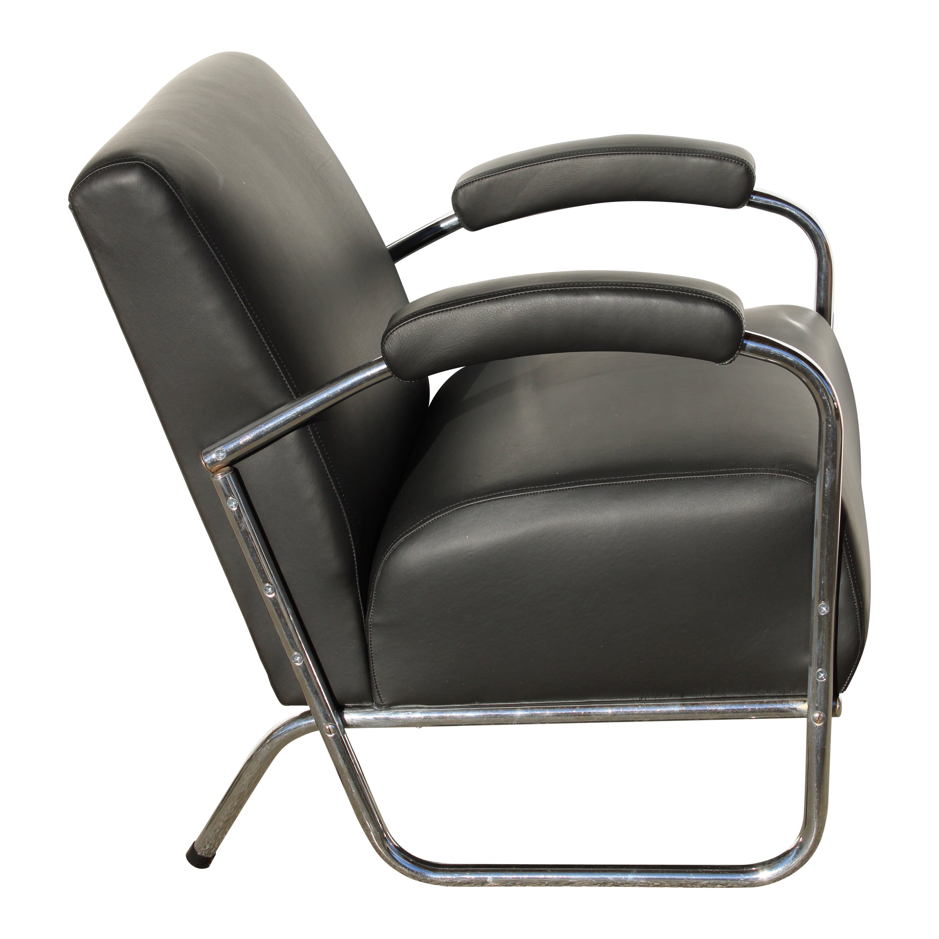 Leather and Steel Lounge Chair