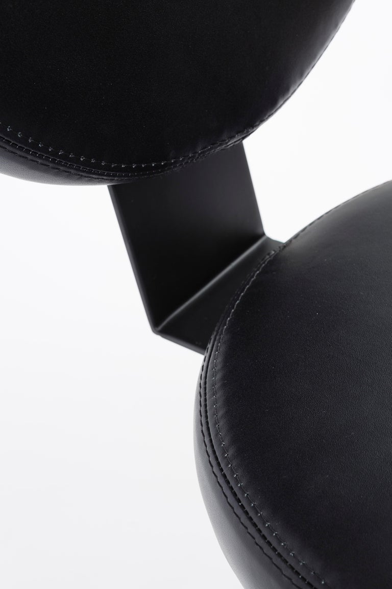 Leather and Steel MidCentury Modern Designer Office Chair For Sale at