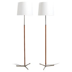 Vintage Leather and Steel "Monolith" Floor Lamps by Jo Hammerborg