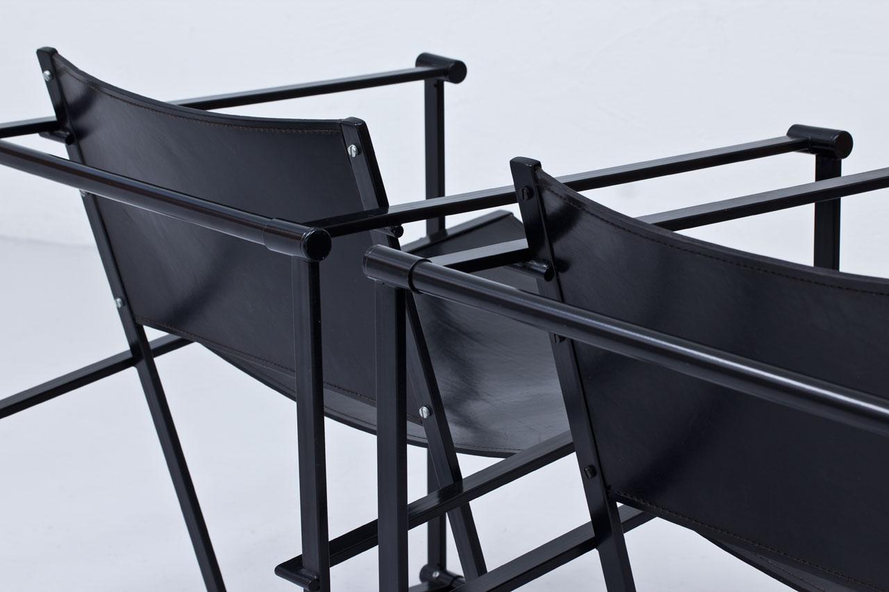 Leather and Steel Post-Modern Lounge Chairs by Radboud Van Beekum for Pastoe 5
