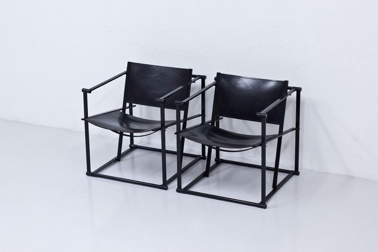 Leather and Steel Post-Modern Lounge Chairs by Radboud Van Beekum for Pastoe 1
