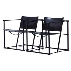 Leather and Steel Post-Modern Lounge Chairs by Radboud Van Beekum for Pastoe
