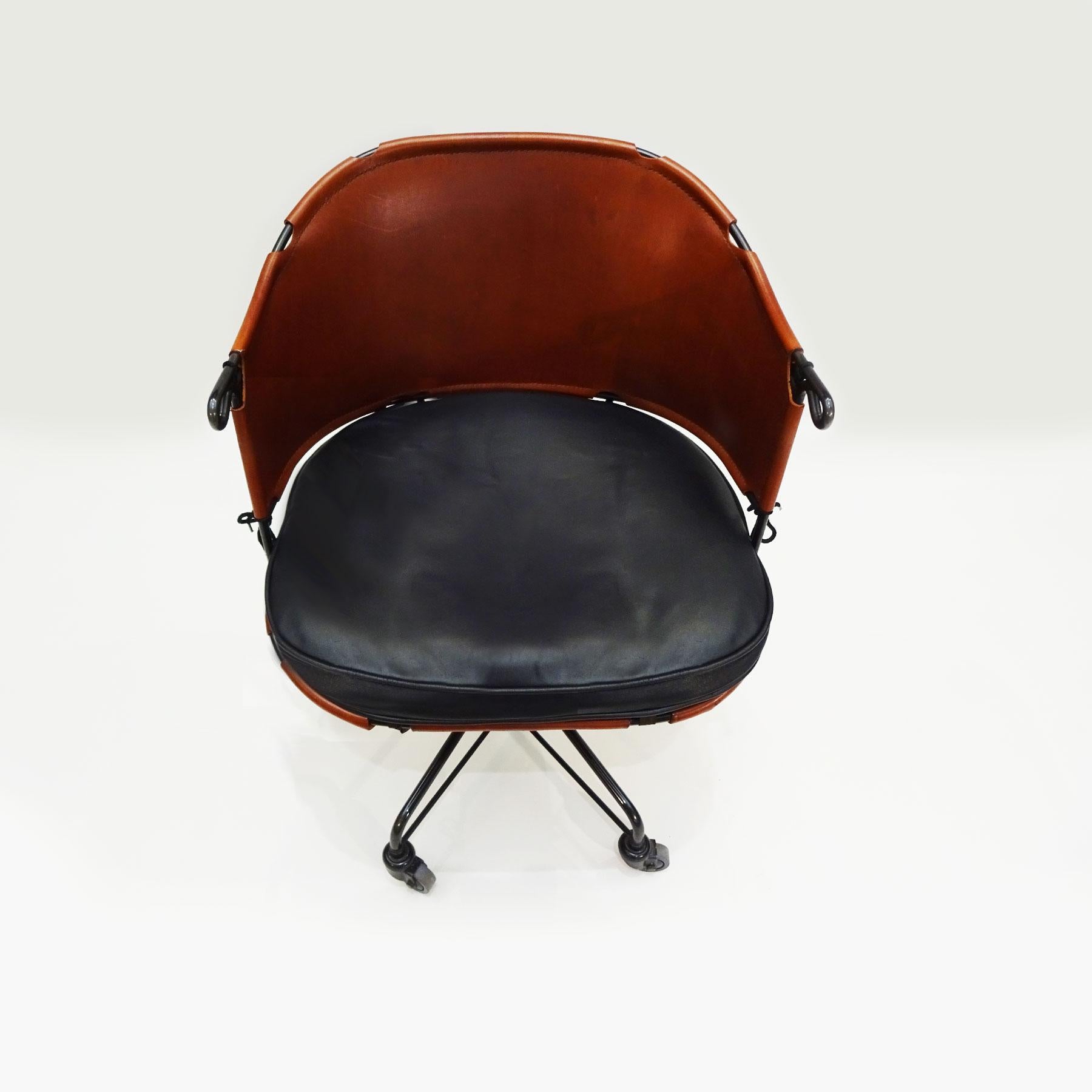 Modern Leather and Steel Scandinavian Desk Chair by Mats Theselius for Källemo
