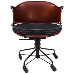 Leather and Steel Scandinavian Desk Chair by Mats Theselius for Källemo