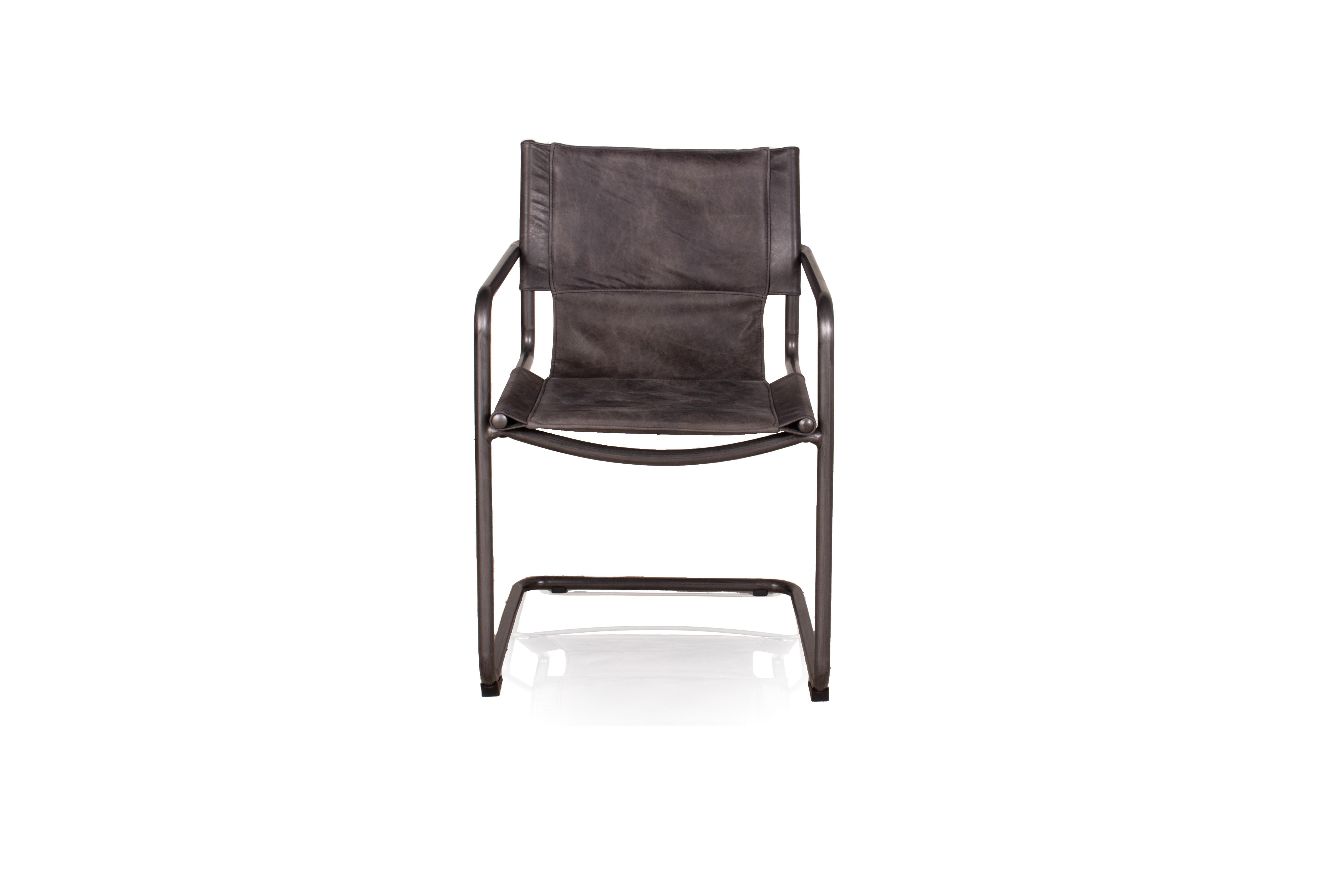 Leather and Steel Sling Dining Chair For Sale at 1stDibs | sling leather  dining chair, leather sling dining chair, leather sling chair dining