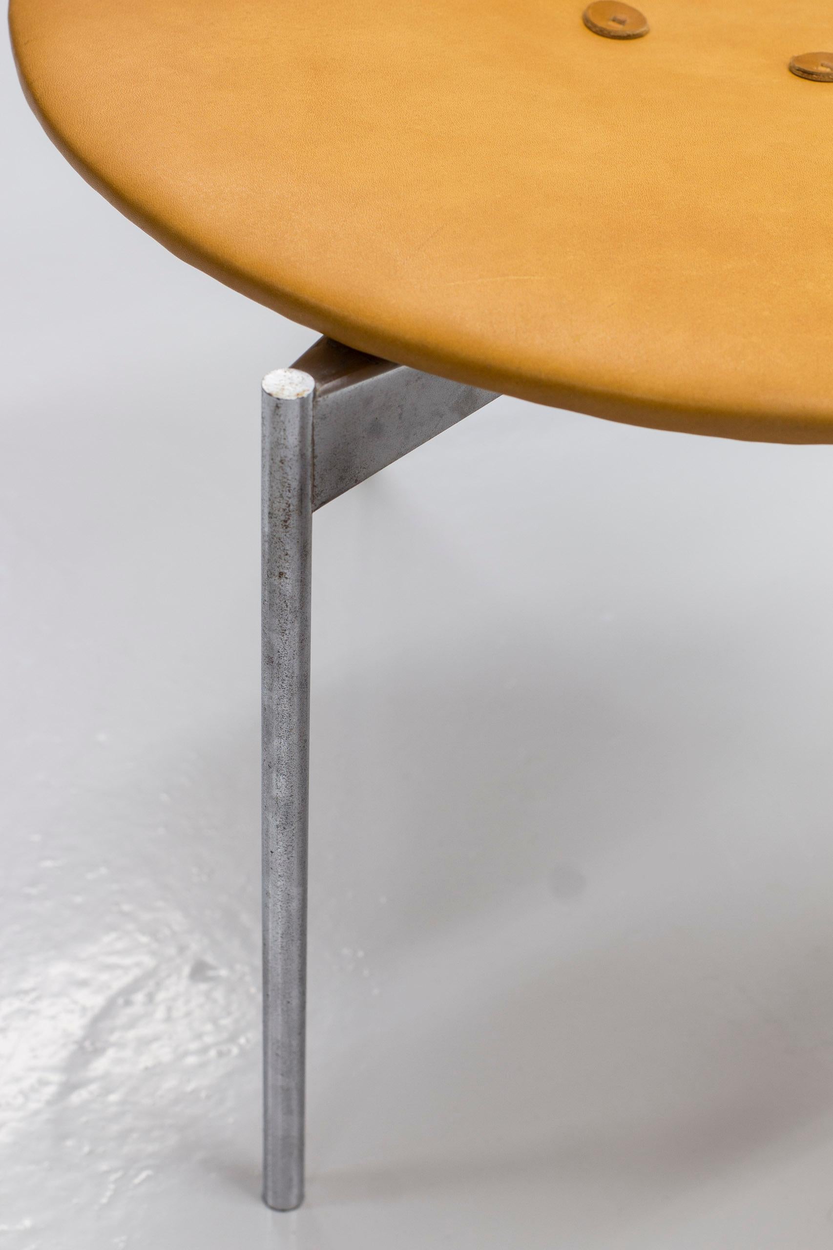 Mid-20th Century Leather and Steel Stools by Uno & Östen Kristiansson, Sweden, 1960s For Sale