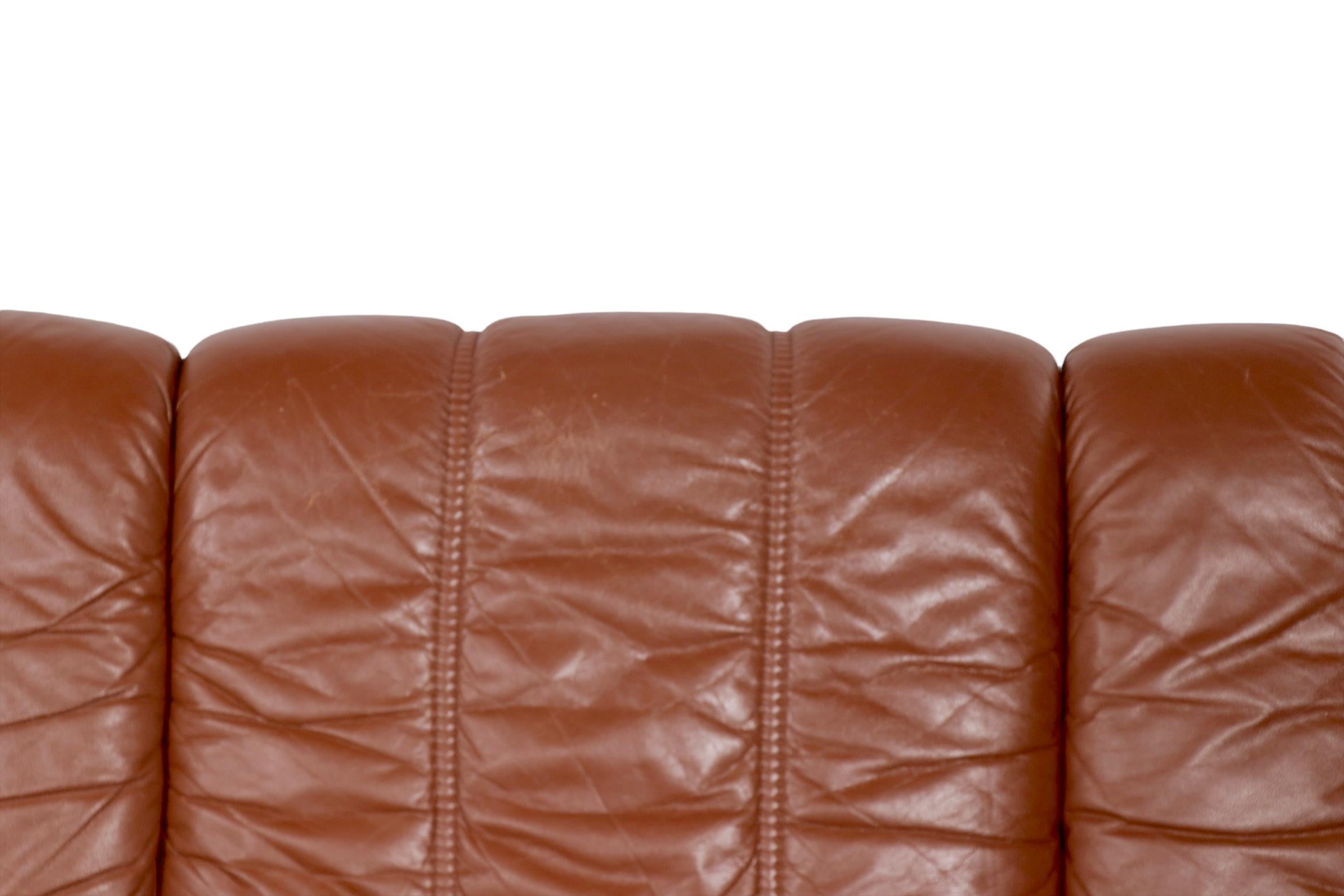 Leather and Teak Sofa by Ekornes Stressless Made in Norway Ca. 1970's 8