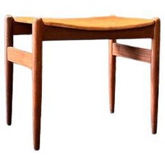Leather and Teak Stool