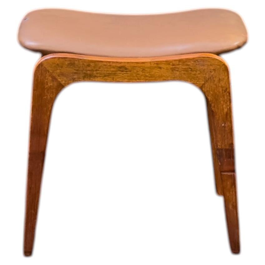 Leather and Teak Stool