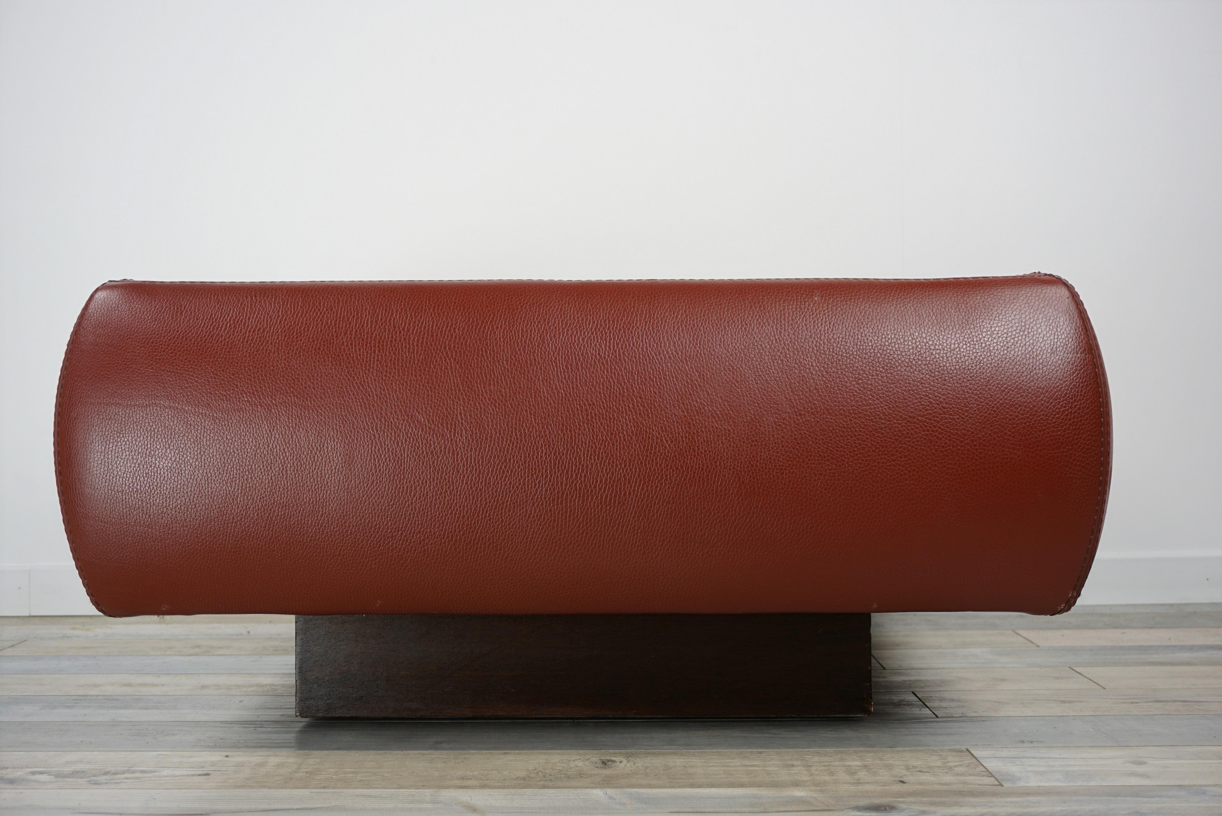 Leather and Travertine Square Coffee Table 5