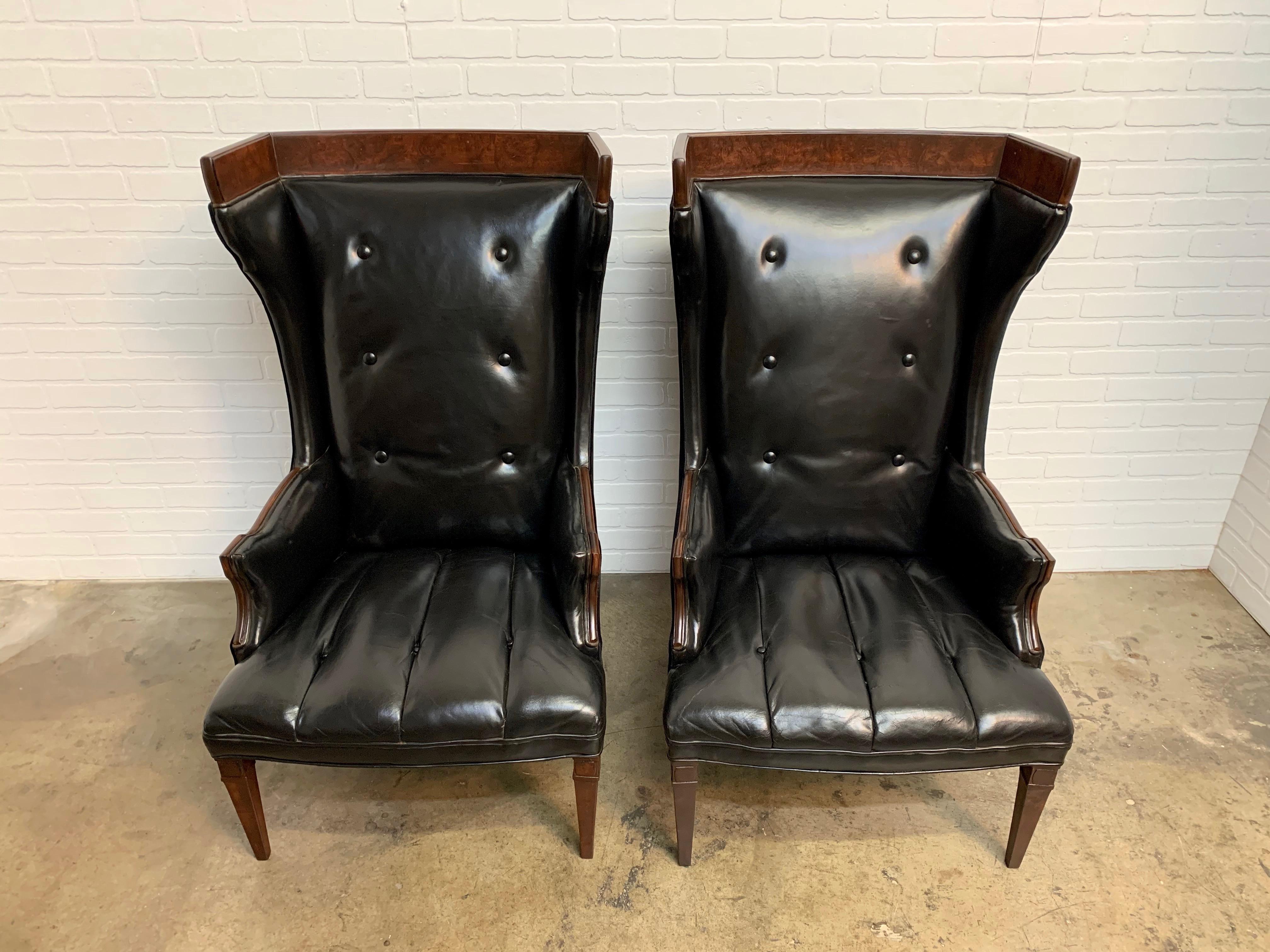 Leather and Velvet Wingback Chairs 4