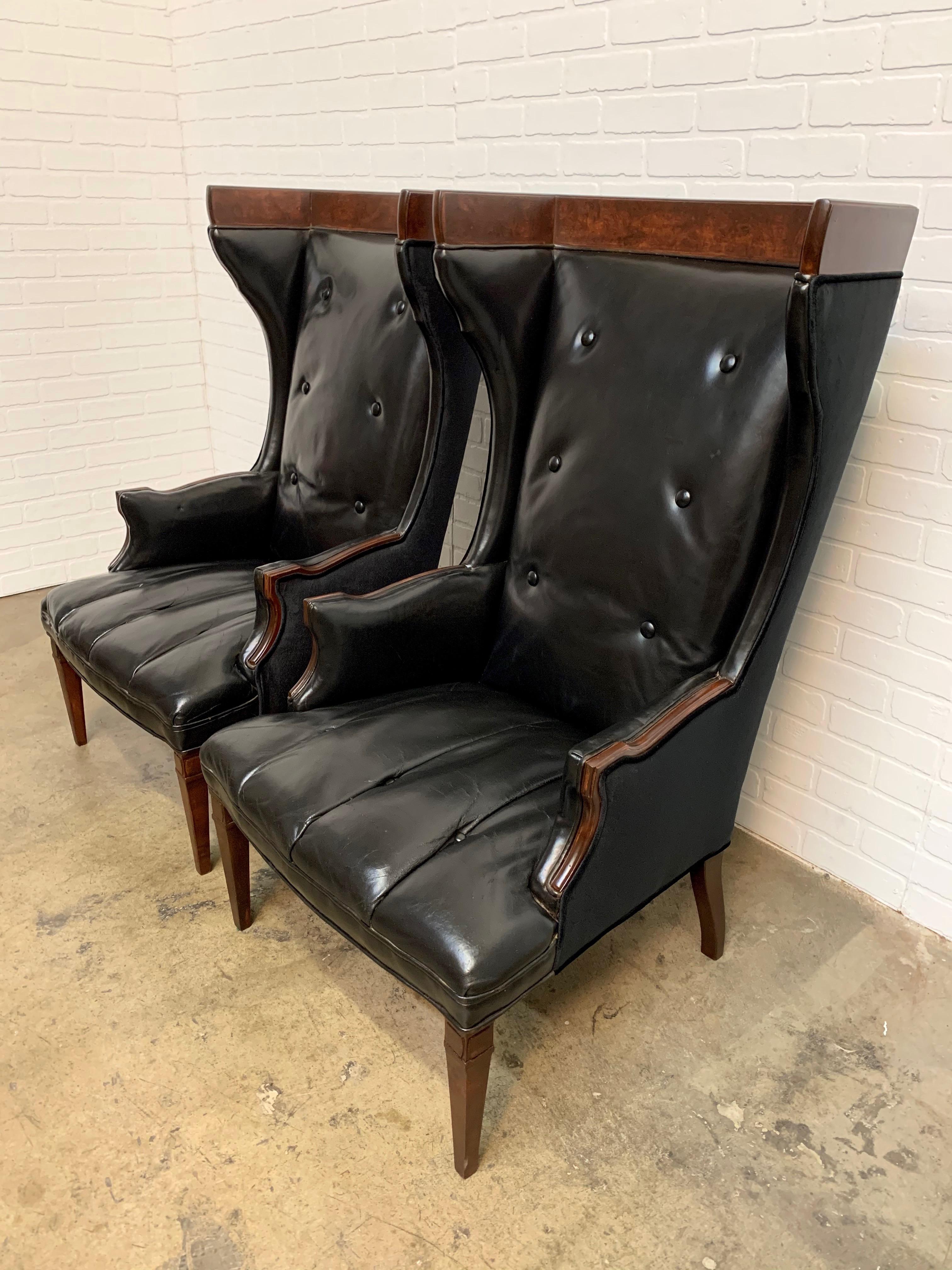 Leather and Velvet Wingback Chairs 5