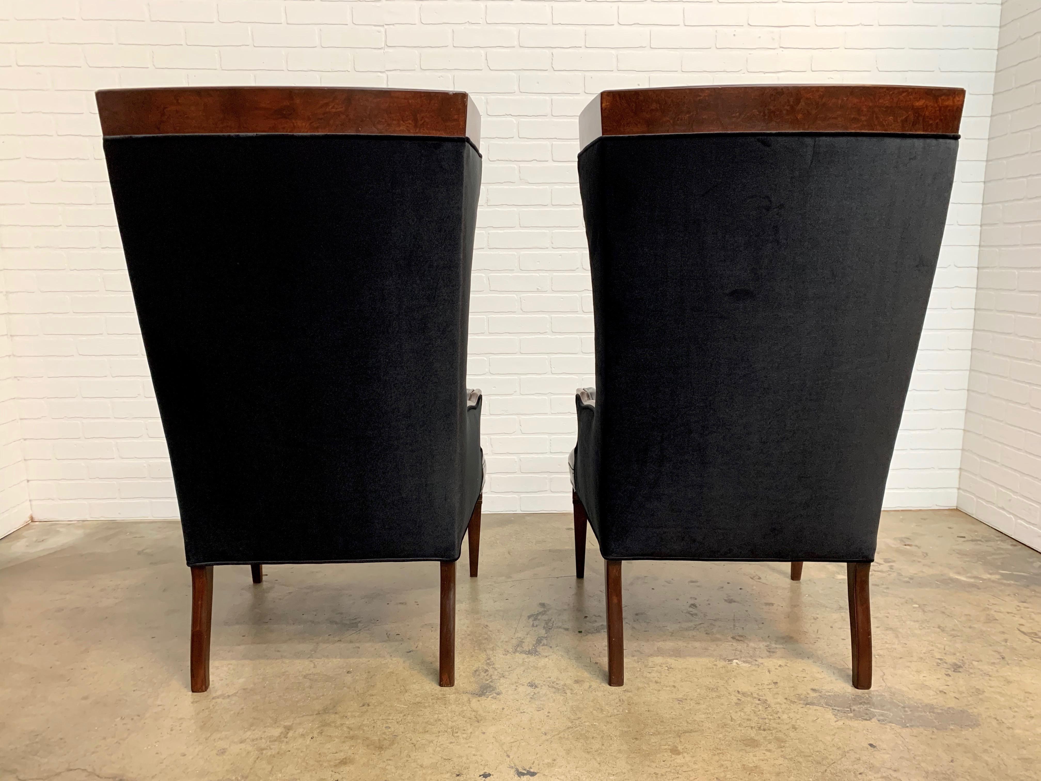 Leather and Velvet Wingback Chairs 11