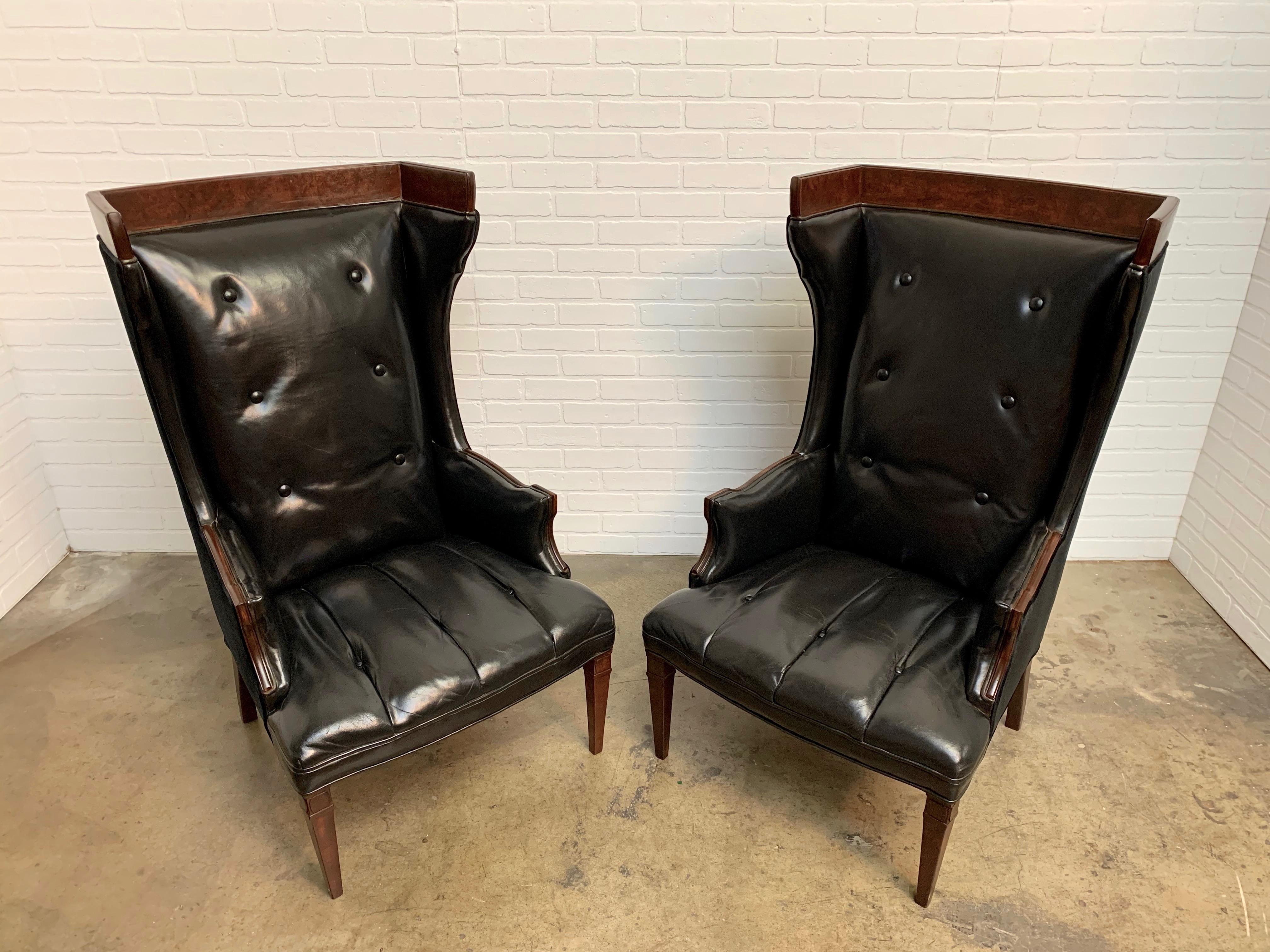 Leather and Velvet Wingback Chairs 2