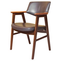 Leather and Walnut Erik Kirkegaard Desk Chair