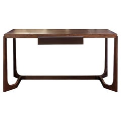 Leather and Walnut Writing Desk