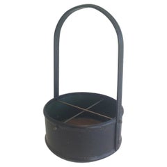 Porte-bouteille en cuir et Wood, dans le style de Jacques Adnet, français, années 1950