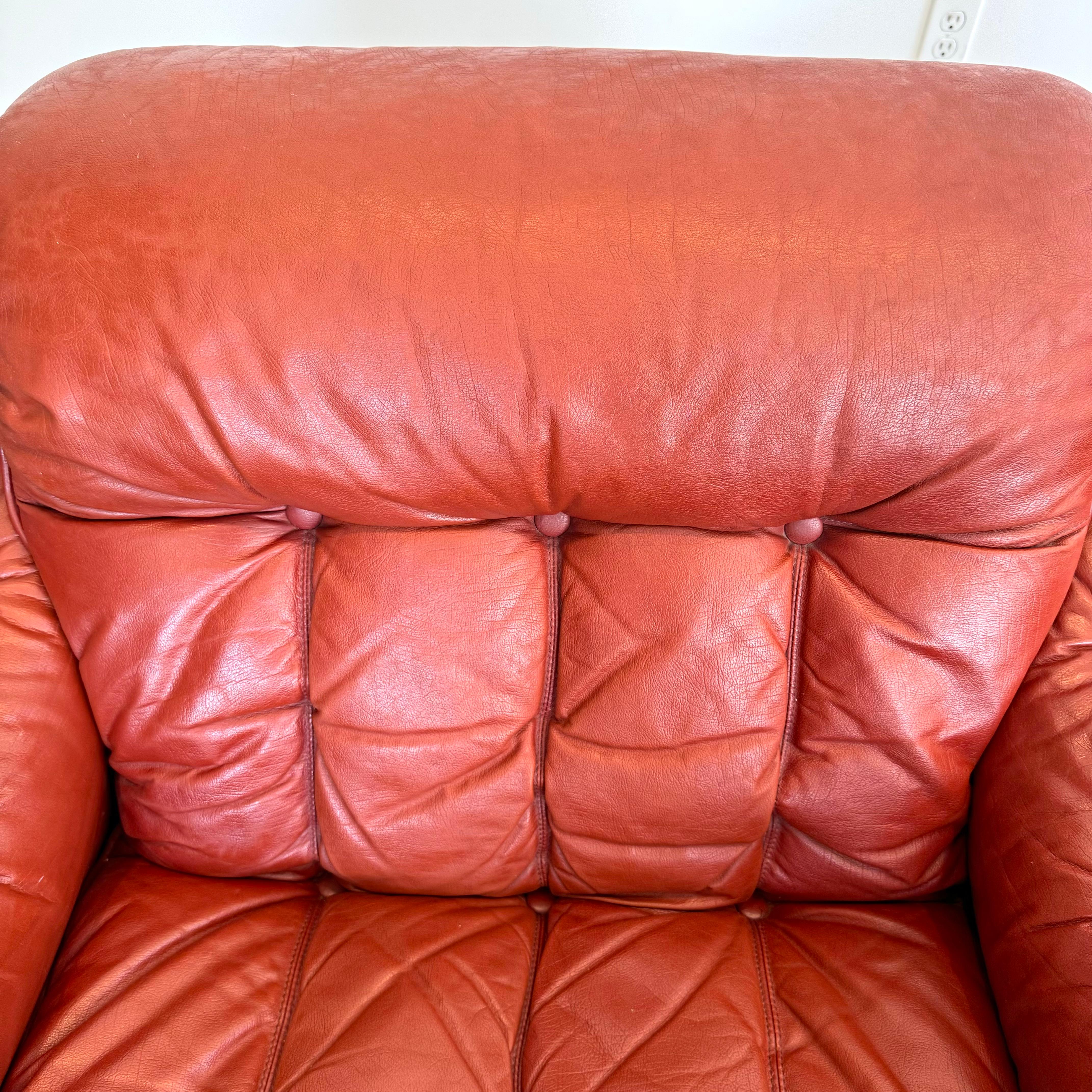  Leather and Wood Club Chairs, Sweden 1970s 5