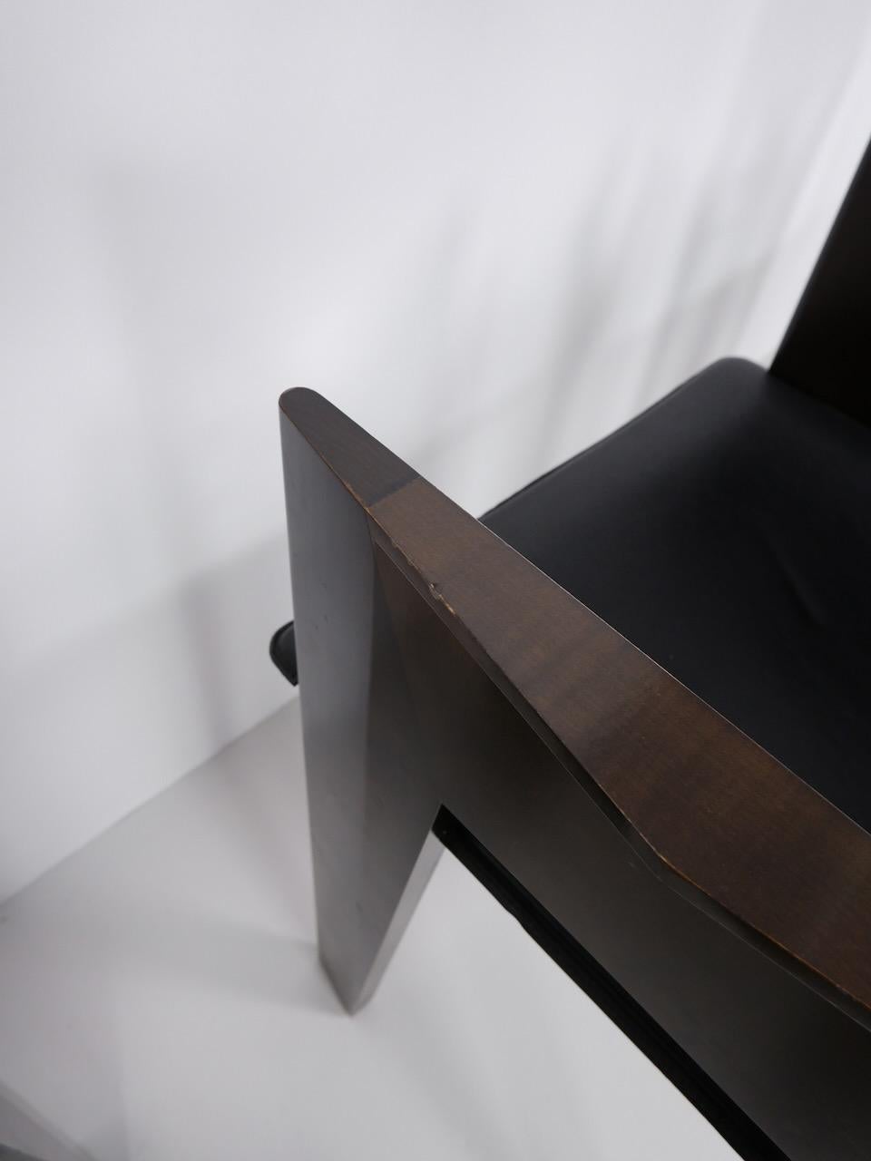 Leather and Wood Dining Chair by Arnold Merckx for Arco, circa 1980 For Sale 5