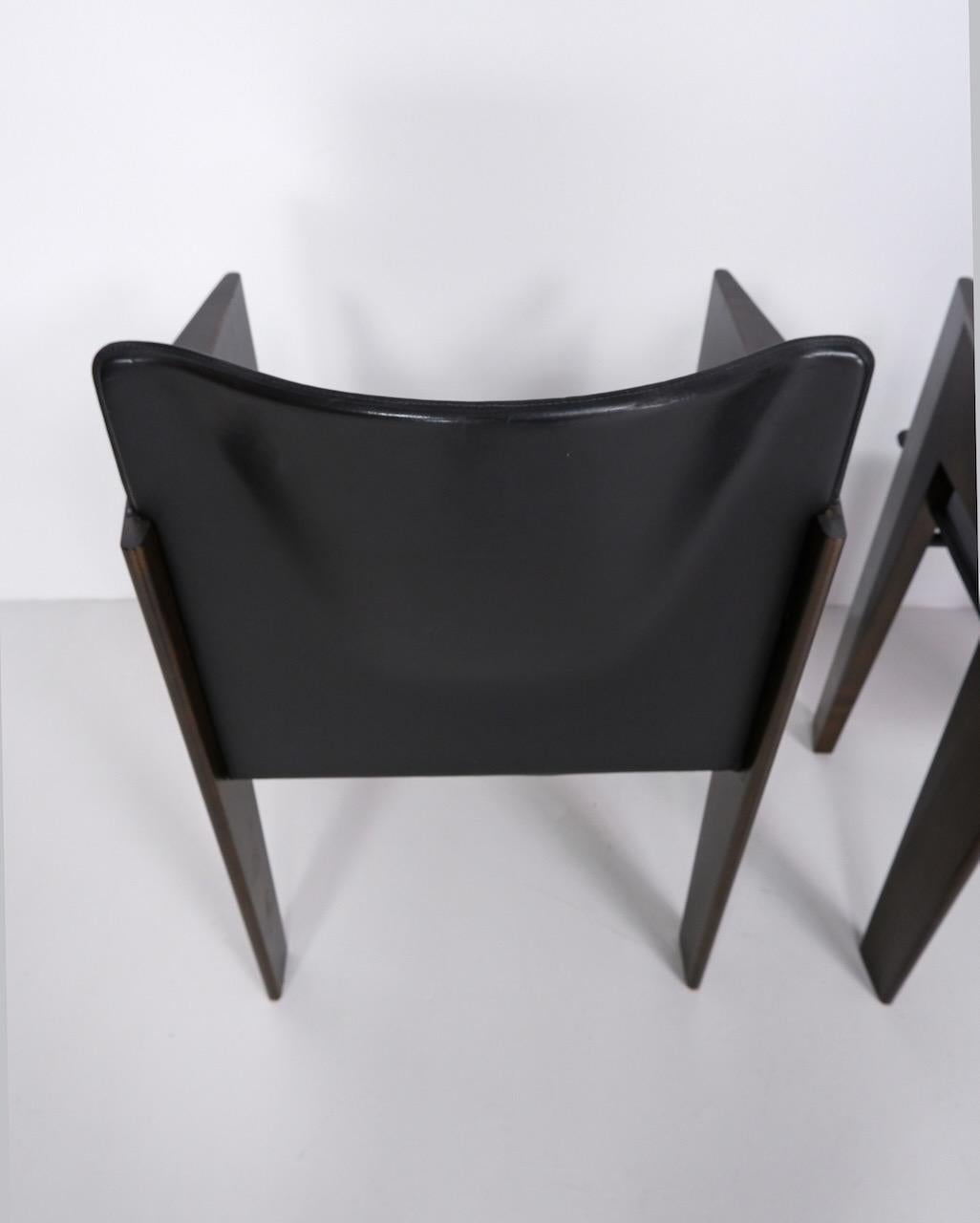 Leather and Wood Dining Chair by Arnold Merckx for Arco, circa 1980 For Sale 6