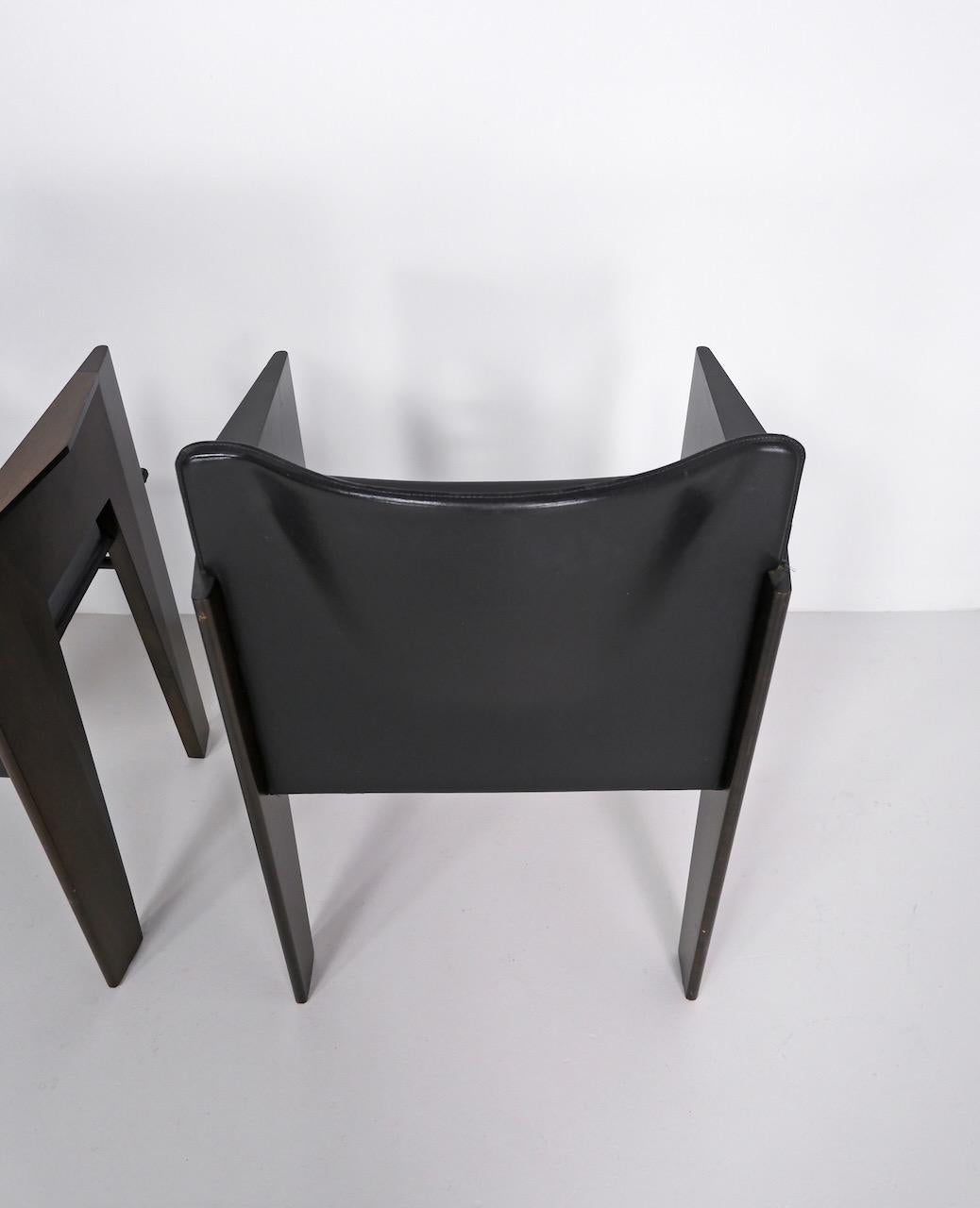 Leather and Wood Dining Chair by Arnold Merckx for Arco, circa 1980 For Sale 8