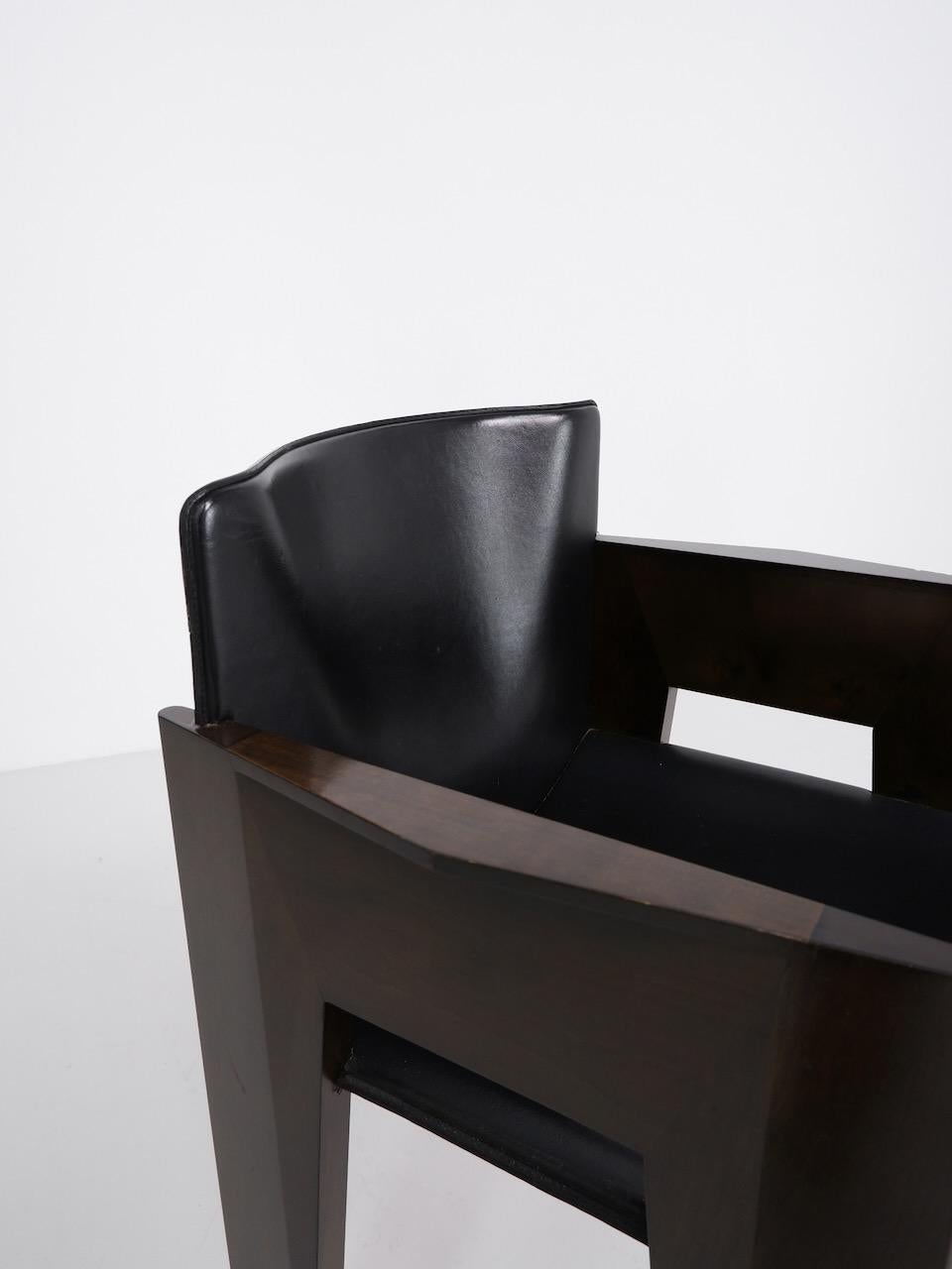 Leather and Wood Dining Chair by Arnold Merckx for Arco, circa 1980 For Sale 10