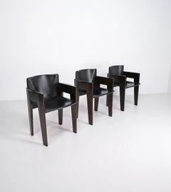 Leather and Wood Dining Chair by Arnold Merckx for Arco, circa 1980