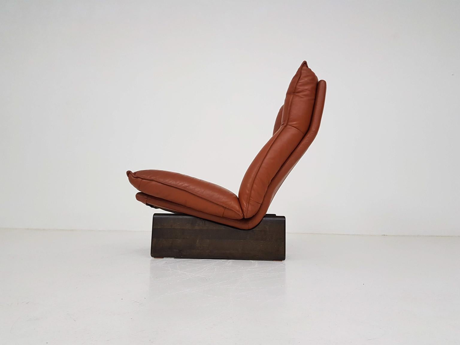 Leather and Wood Lounge Chair by Leolux, Dutch Modern Design, 1970s 1