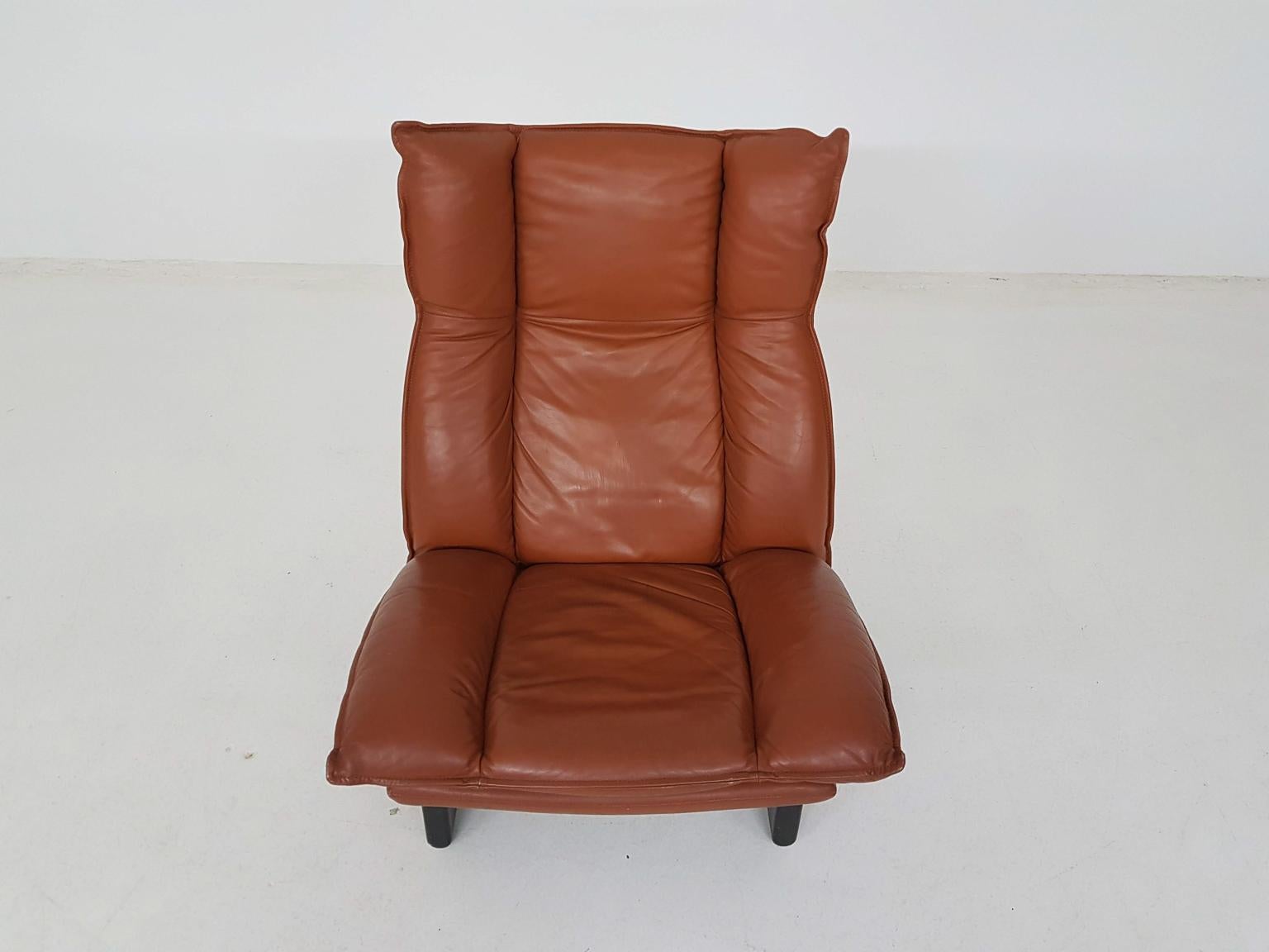 Leather and Wood Lounge Chair by Leolux, Dutch Modern Design, 1970s 3