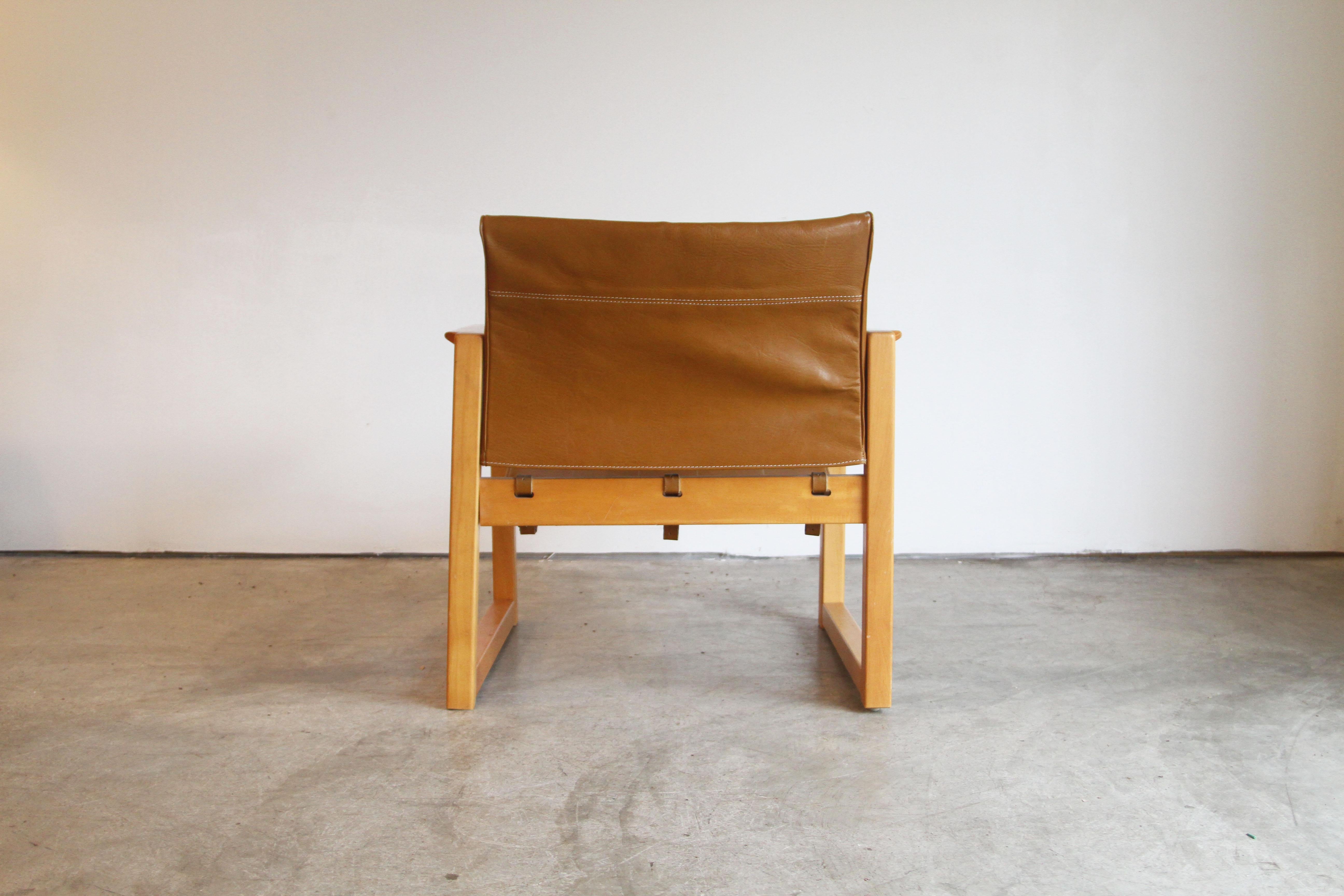 Animal Skin Leather and Wood Lounge Chair