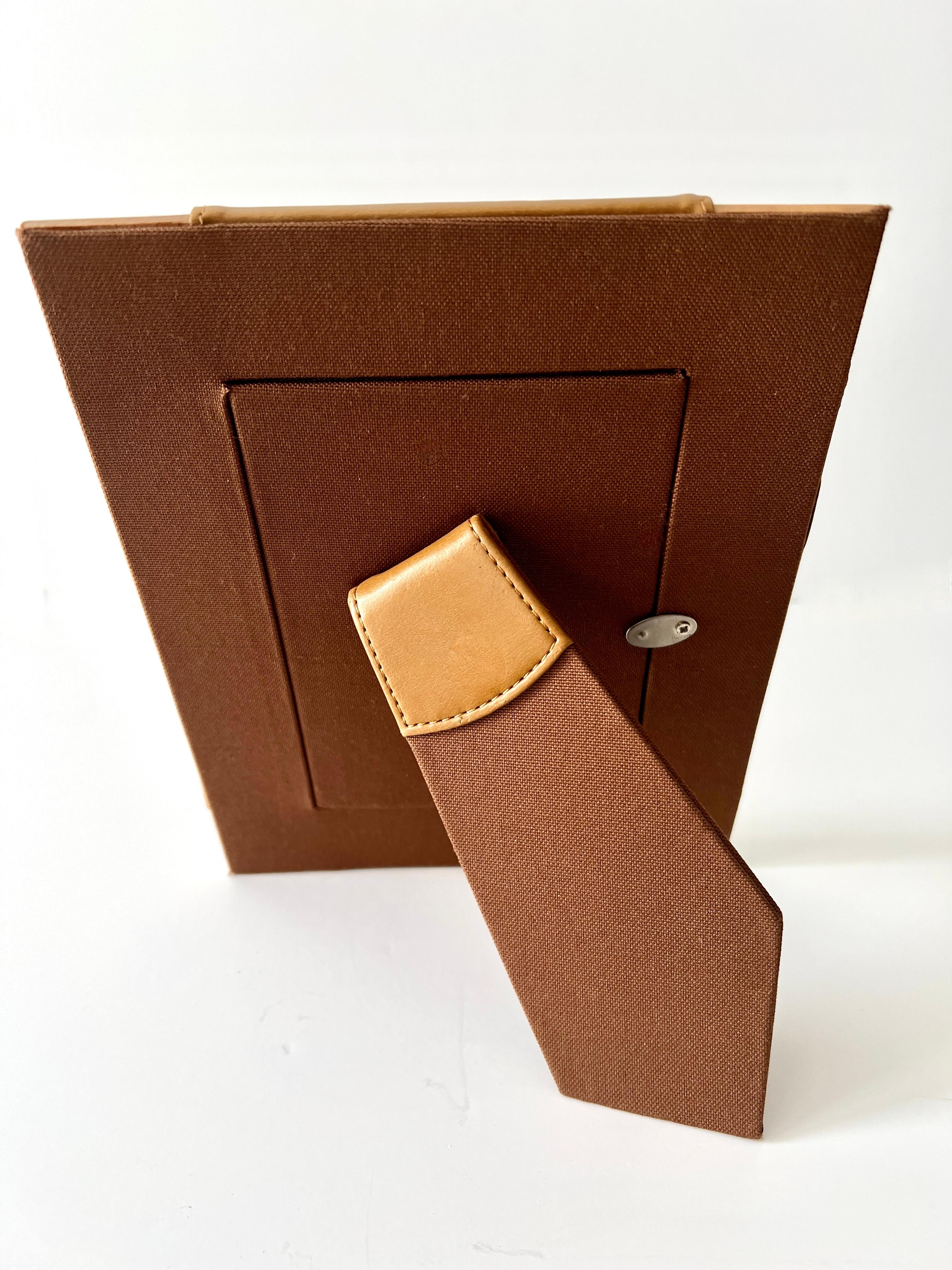 Leather and Wood Picture Frame in the Style of Ralph Lauren In Good Condition For Sale In Los Angeles, CA